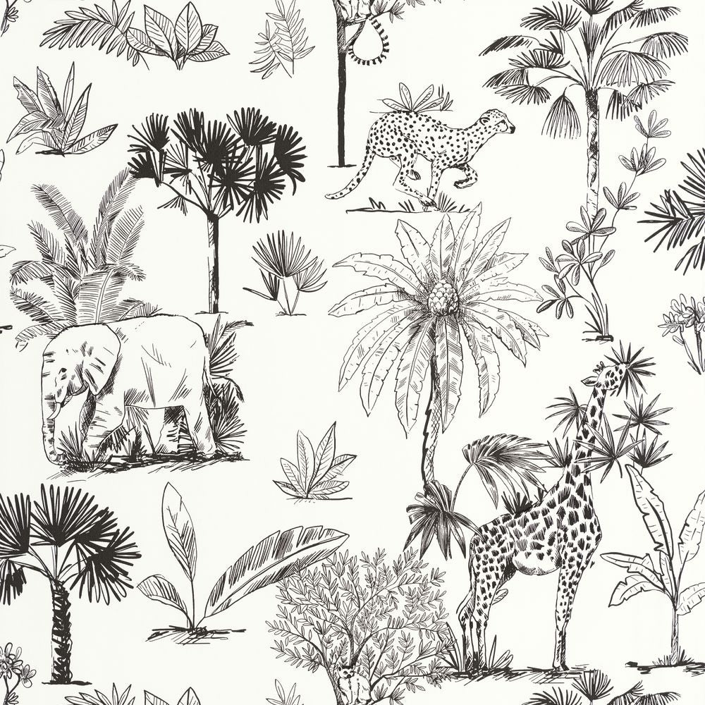 Tapetti Balade Dans La Savane Noir Et Blanc 0,53x10,05m