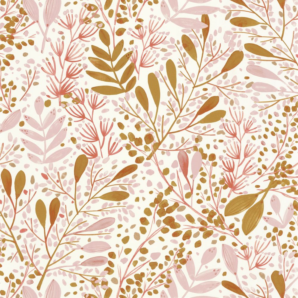 Tapetti Joy Rose Or Fond Blanc 0,53x10,05m