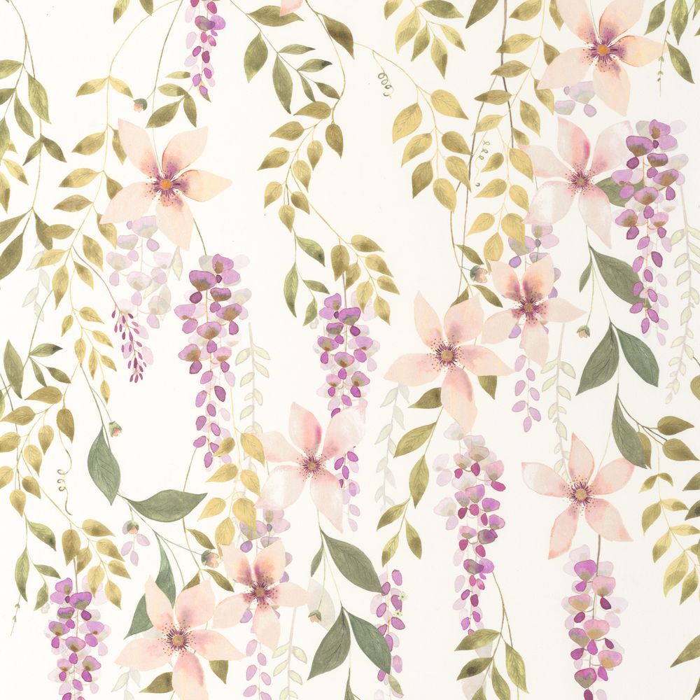 Tapetti Wisteria Parme Vert Mousse 0,53x10,05m