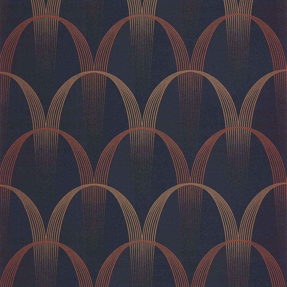Tapetti Entree Des Artistes Bleu Encre Terracotta 0,53x10,05m