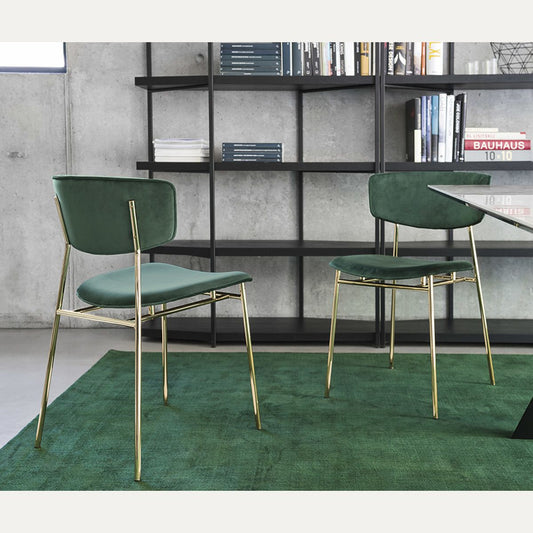 Fifties tuoli messinki/vihreä sametti