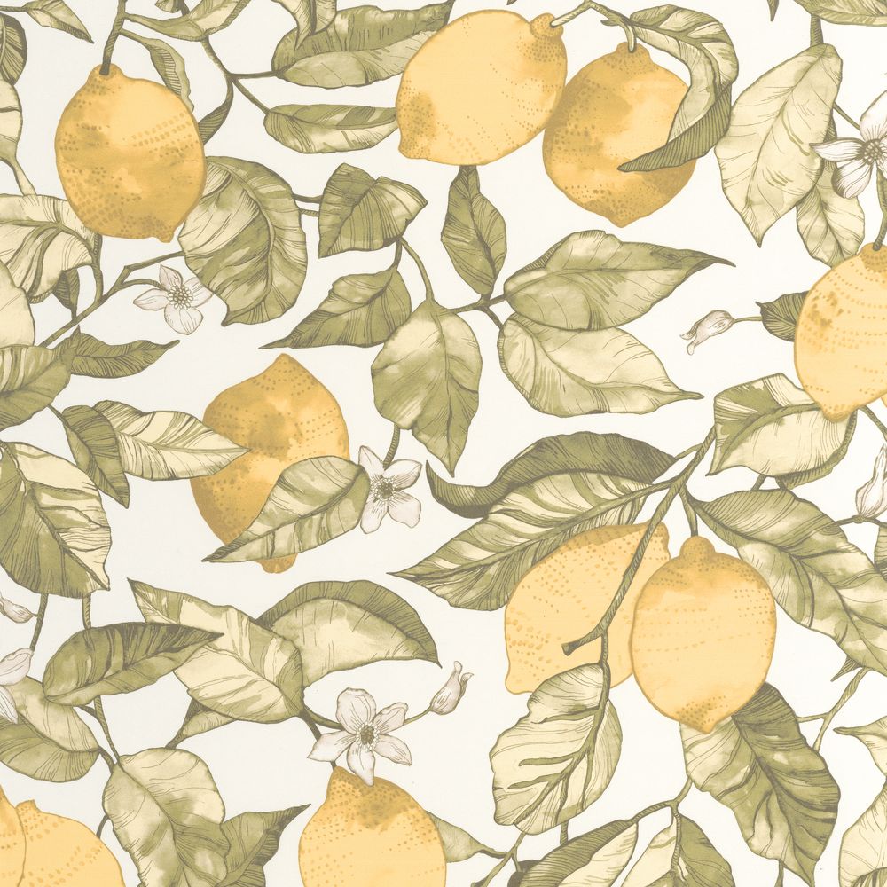 Tapetti Lemon Tree Jaune Citron Blanc 0,53x10,05m