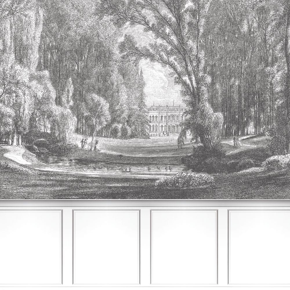 Tapetti Balade Au Parc_M Noir Gravure 300X280 cm