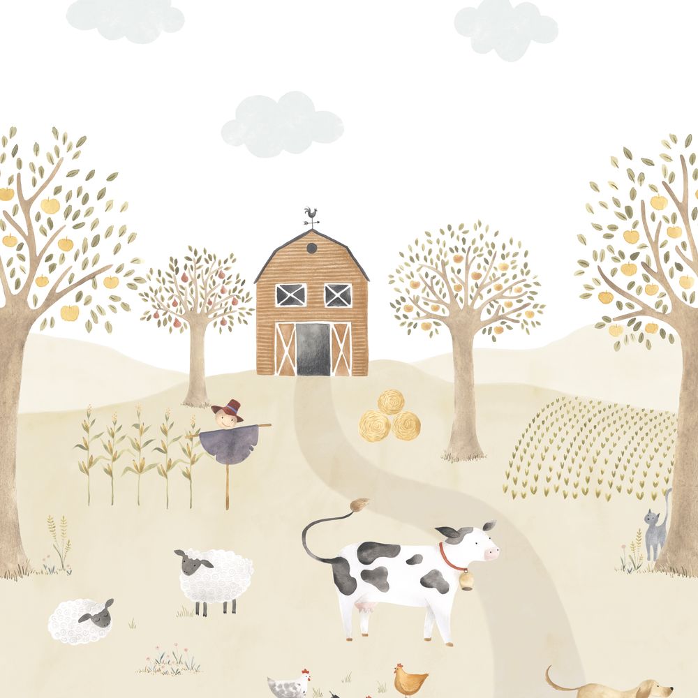 Tapetti The Farm Adventures With Cow_S Naturel 200X250 cm