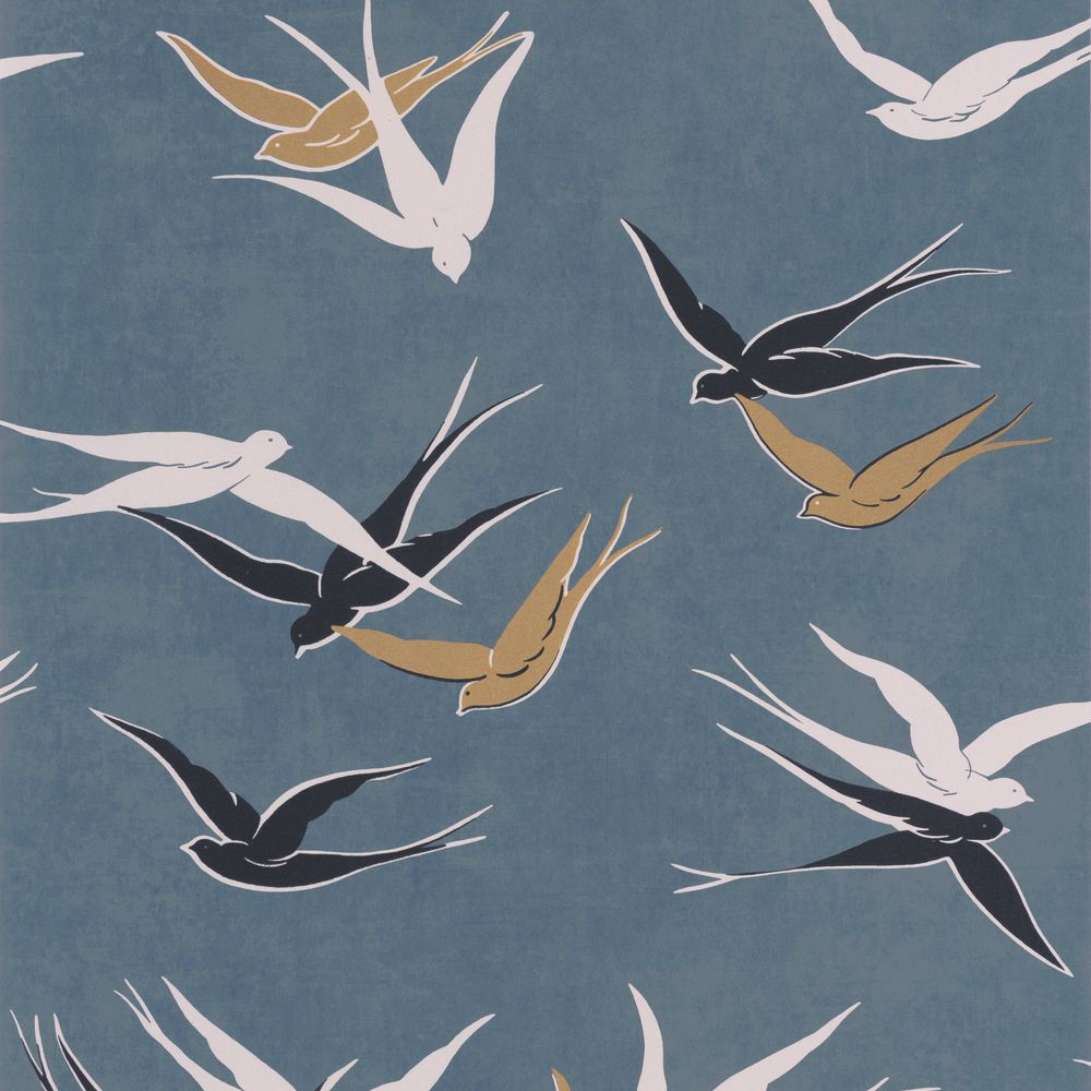 Tapetti Swallow Bleu Orage 0,53x10,05m