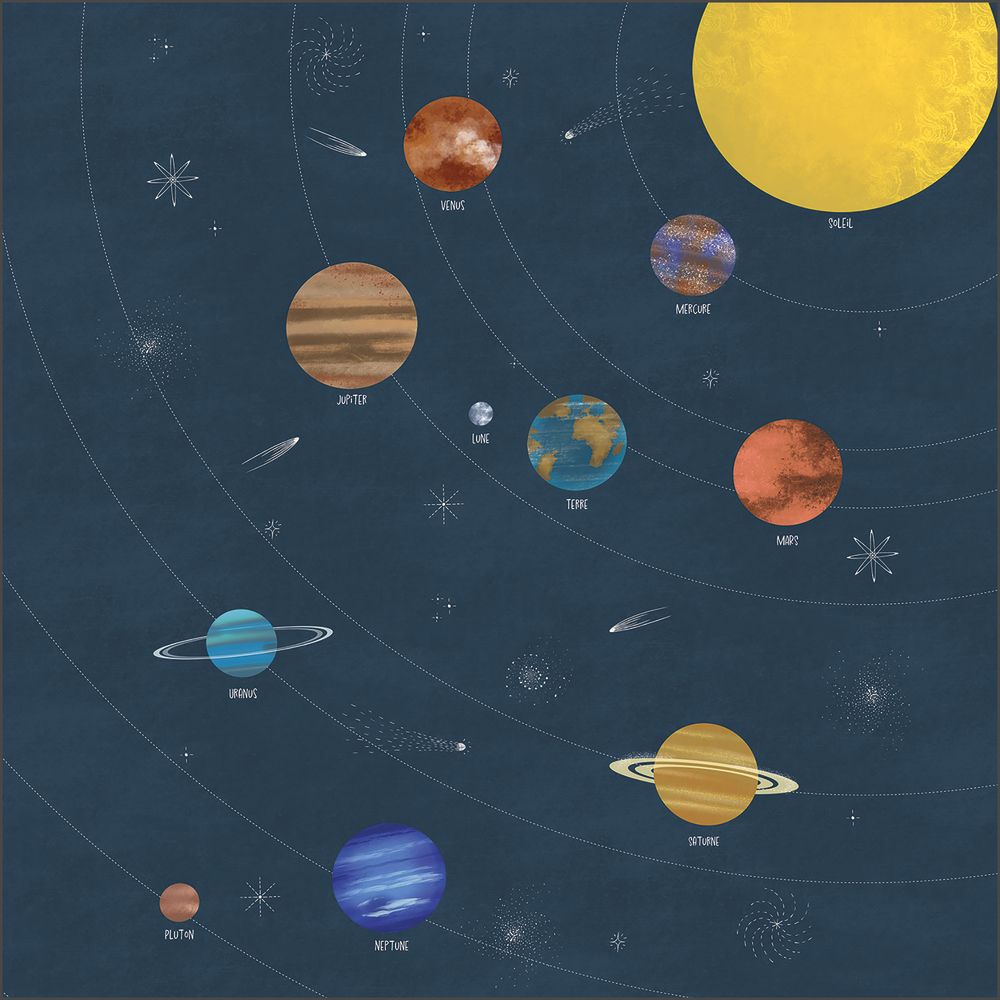 Tapetti Le Monde Des Planetes Bleu Nuit S 250X250 cm