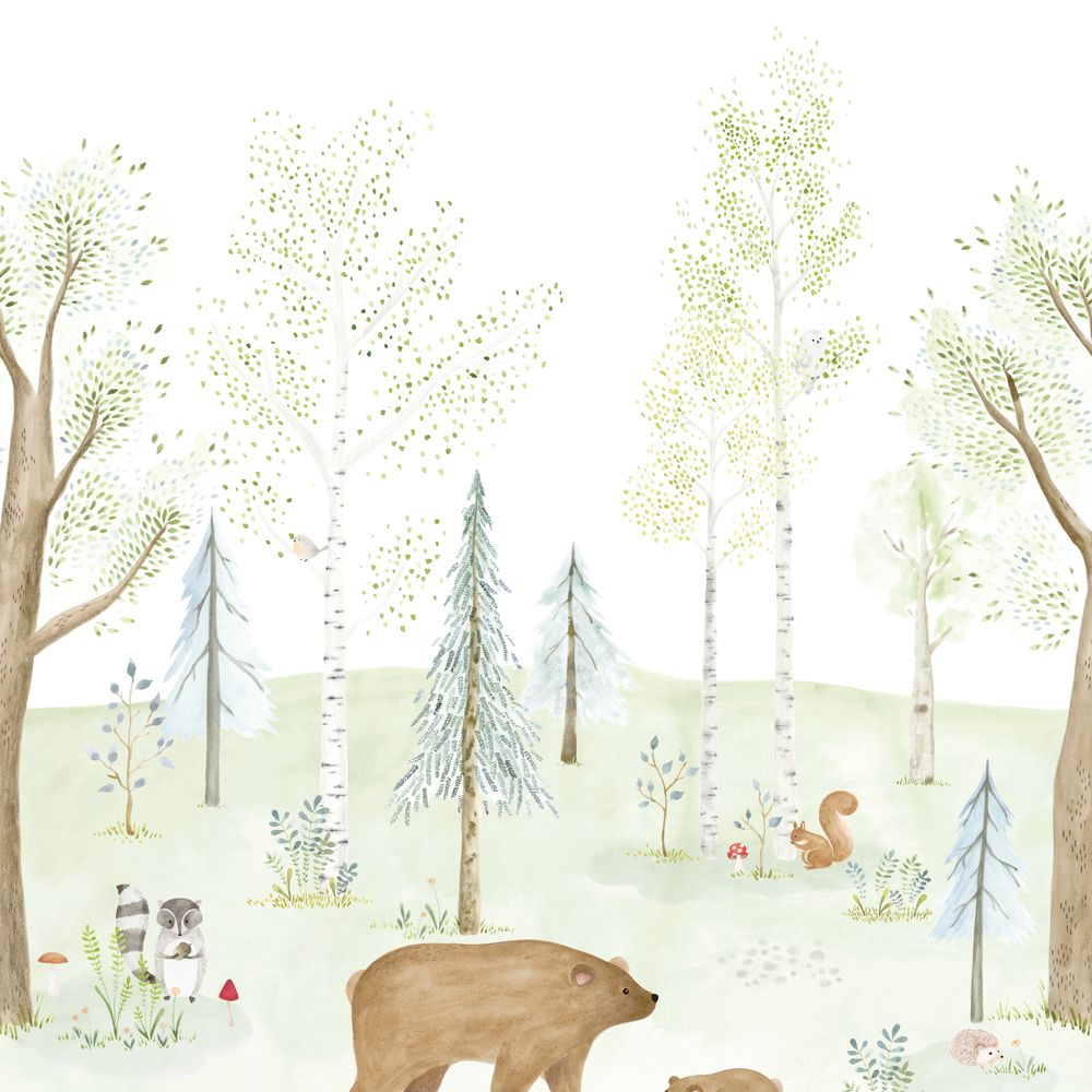 Tapetti The Enchanted Forest With Bear_S Vert Foret 200X250 cm