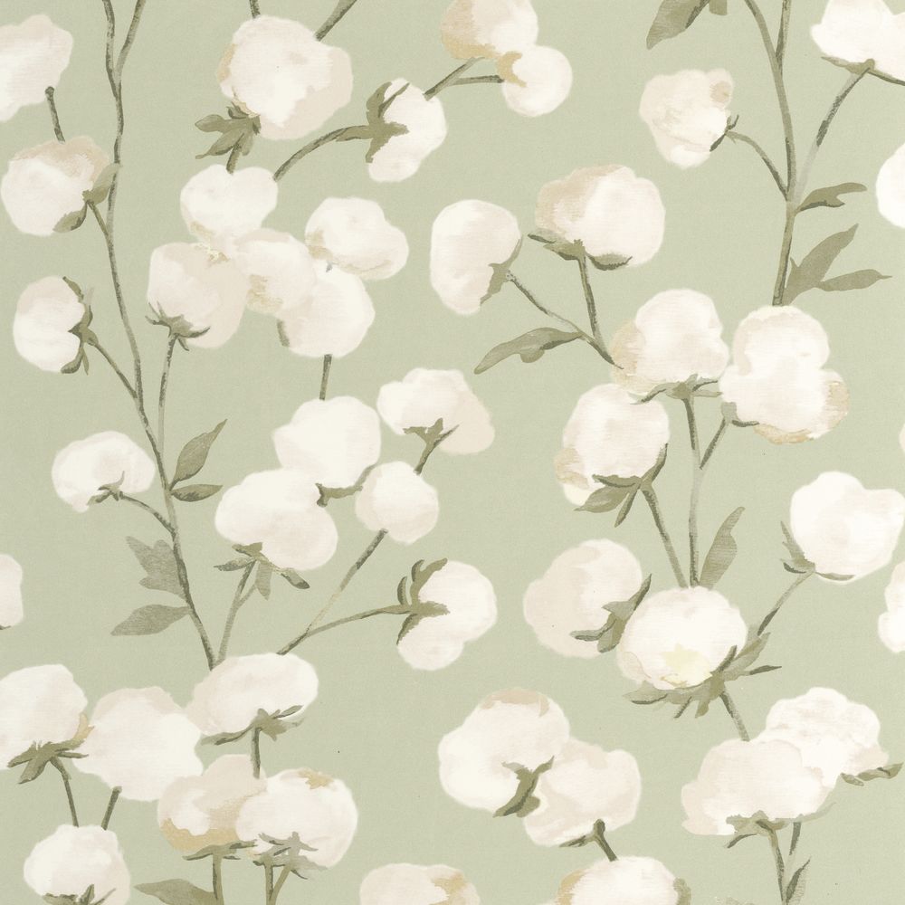 Tapetti Cotton Flower Vert Mousse 0,53x10,05m